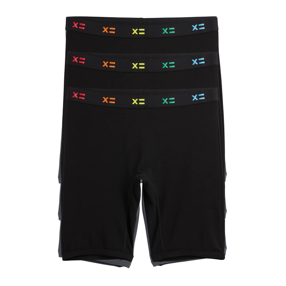 9" Boxer Briefs 3-Pack - TENCELâ¢ Modal Black X= Rainbow