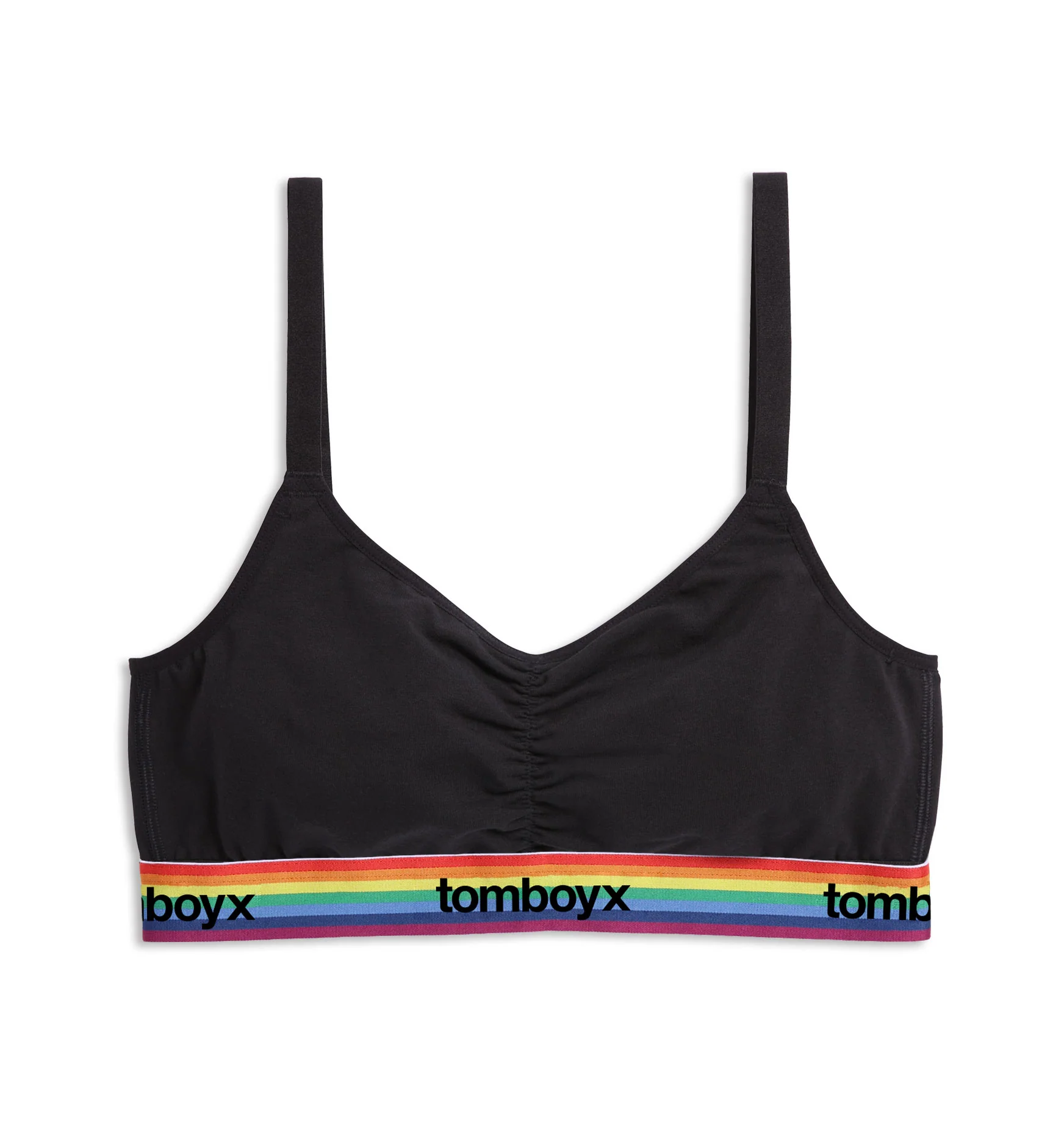 V Neck Bralette - Black Rainbow Logo