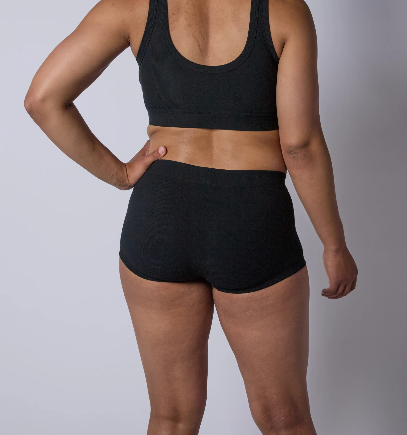 Bamboo Rib Boy Shorts - Black