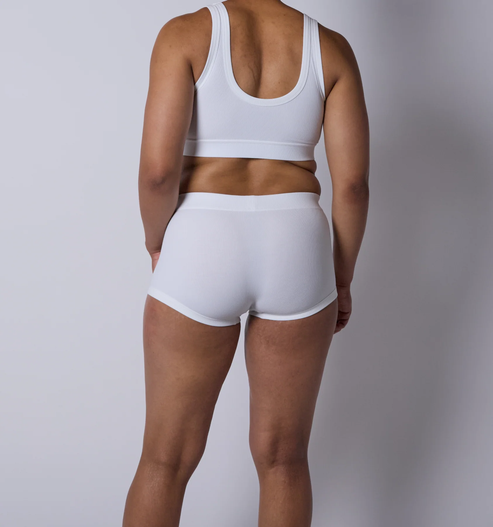 Bamboo Rib Boy Shorts - Bright White