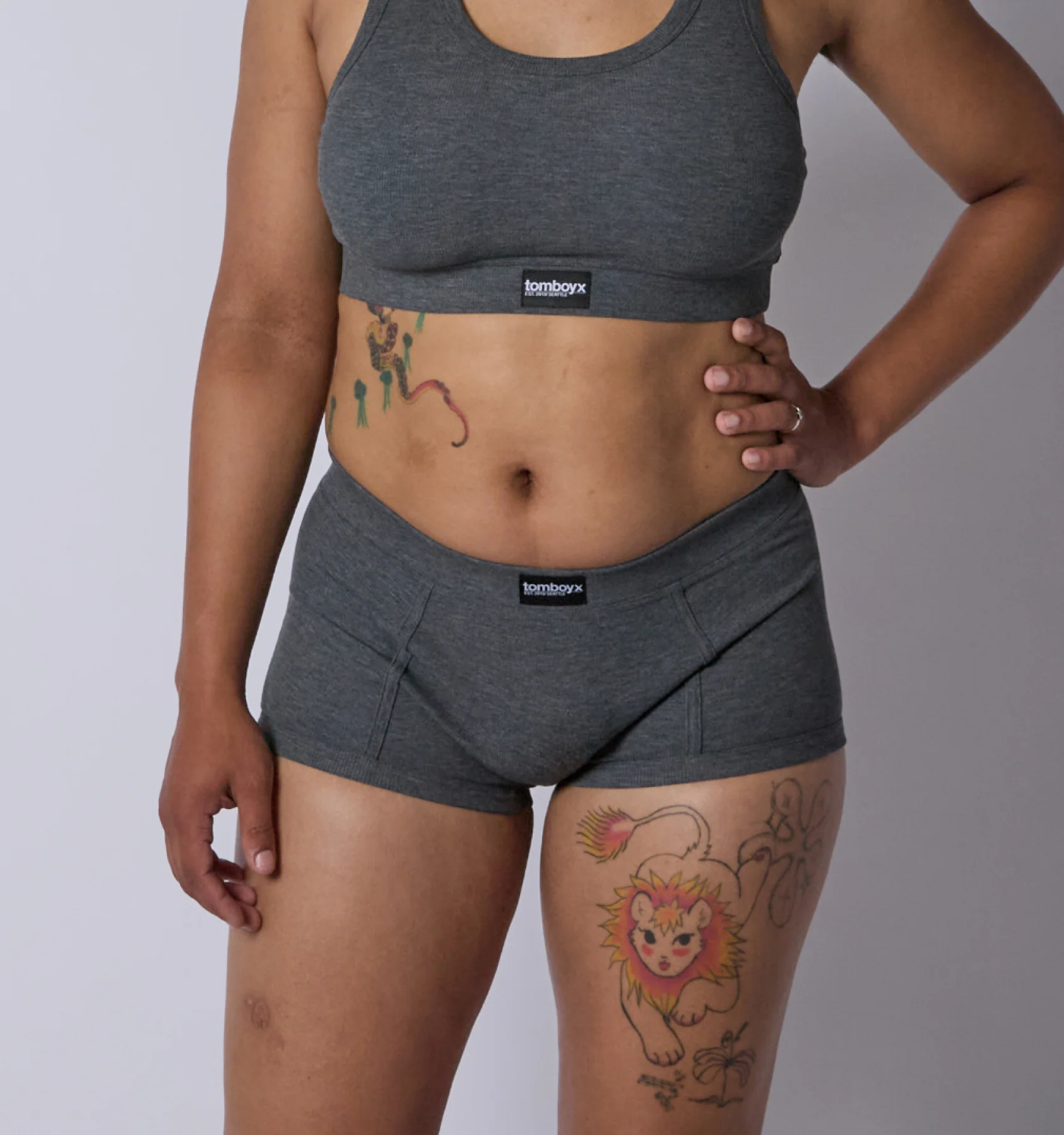 Bamboo Rib Boy Shorts - Heather Gray