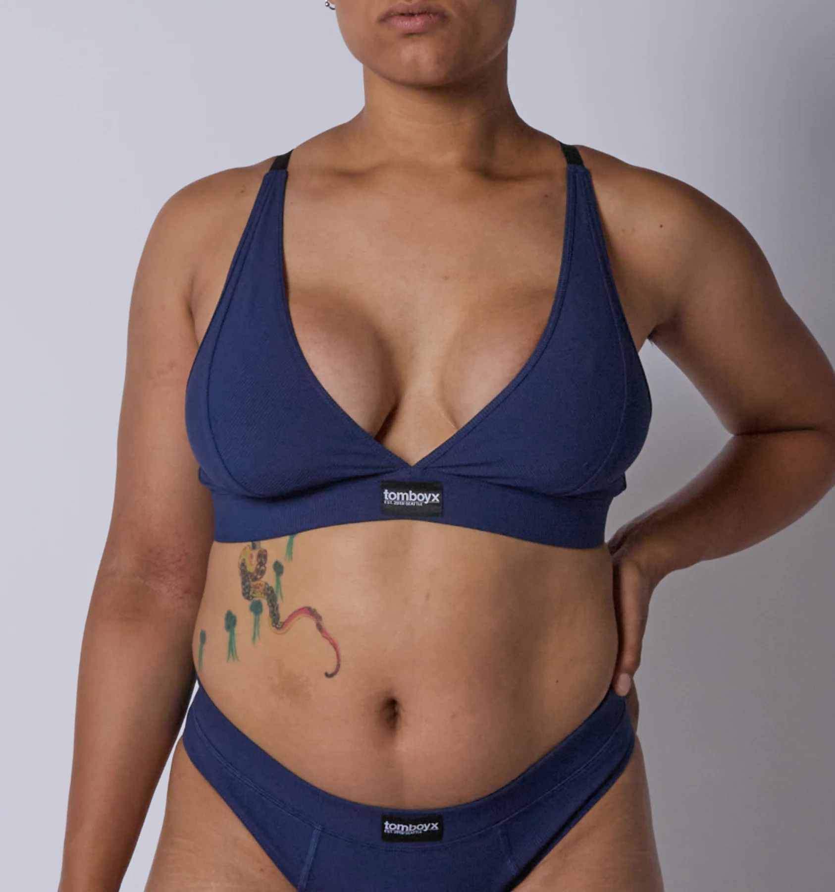 Bamboo Rib Plunge Bra - Future Dusk