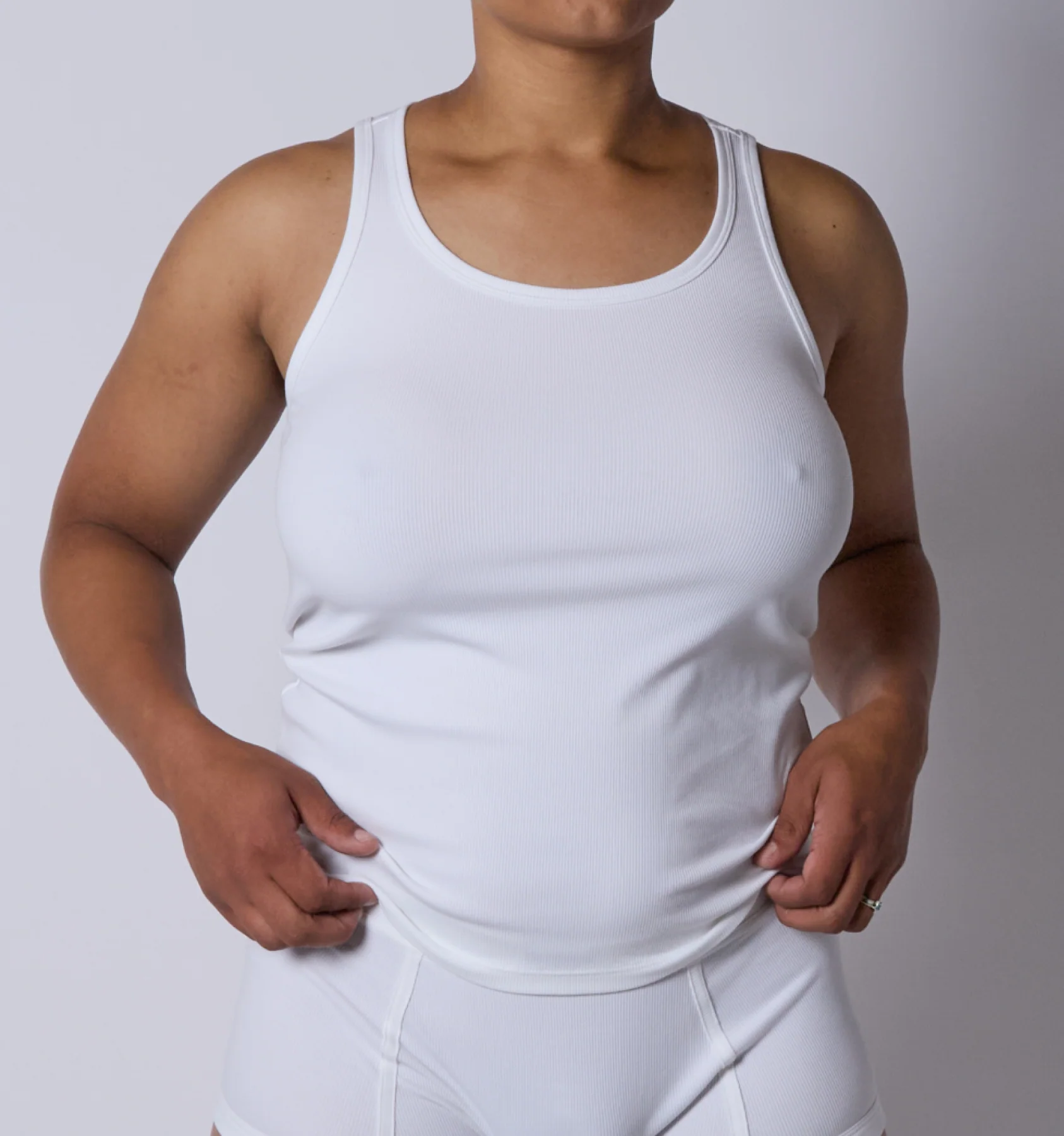 Bamboo Rib Power Tank - Bright White