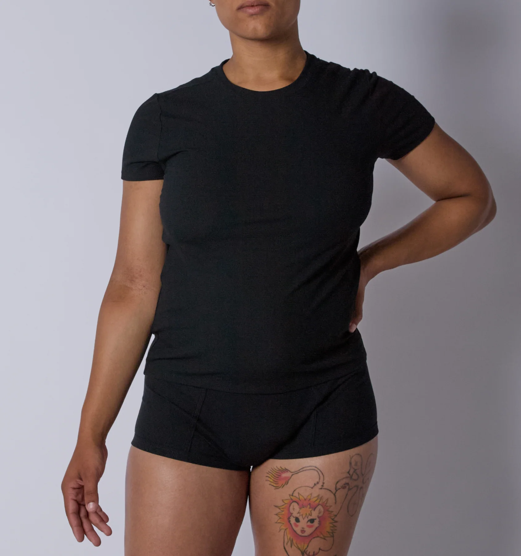 Bamboo Rib Short Sleeve Tee - Black