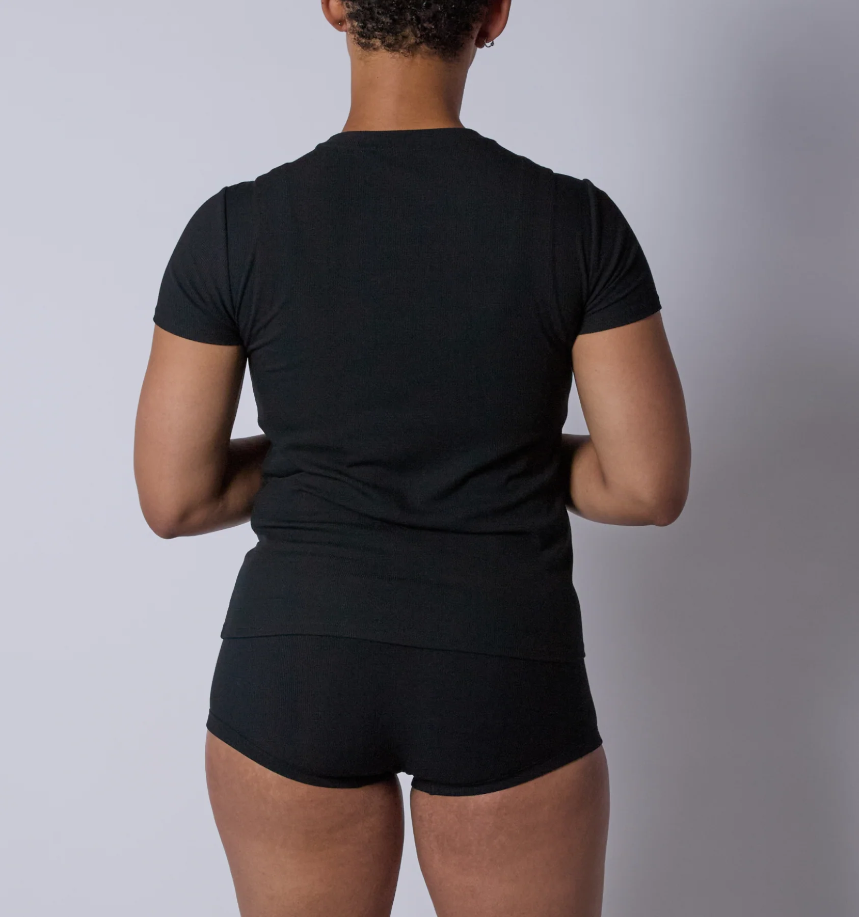 Bamboo Rib Short Sleeve Tee - Black