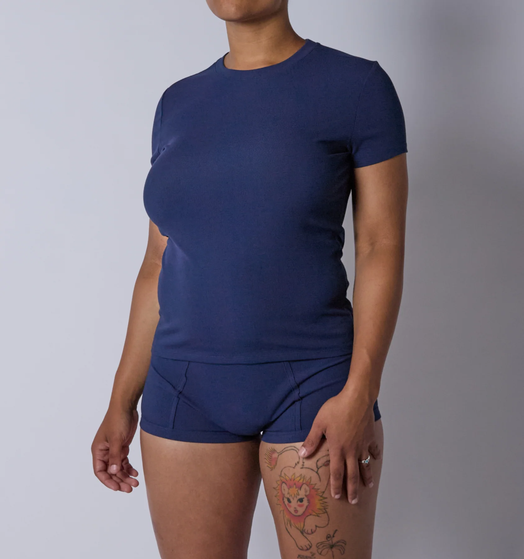 Bamboo Rib Short Sleeve Tee - Future Dusk