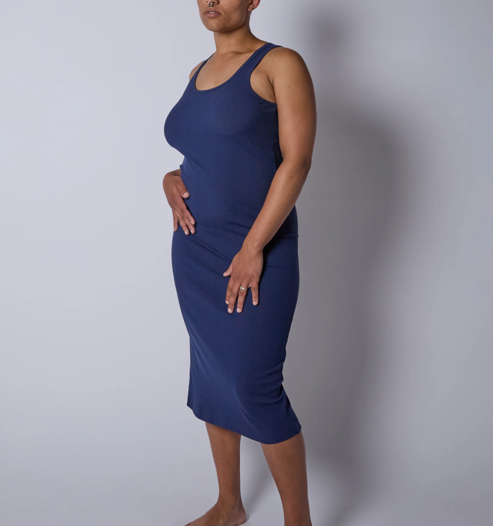 Bamboo Rib Sleeveless Midi Dress - Future Dusk