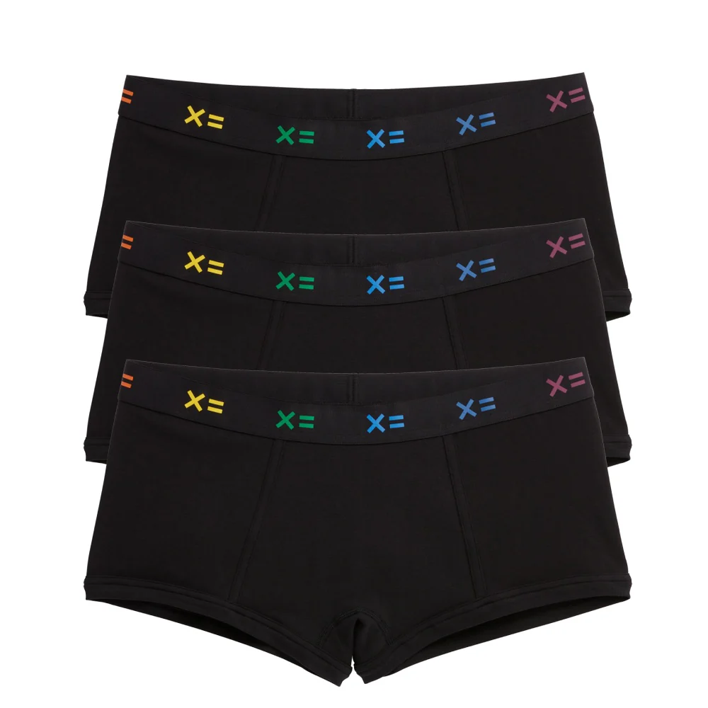 Boy Shorts 3-Pack - Cotton Black X= Rainbow 1 2993-boy-shorts-3-pack-cotton-black-x-rainbow-1.webp