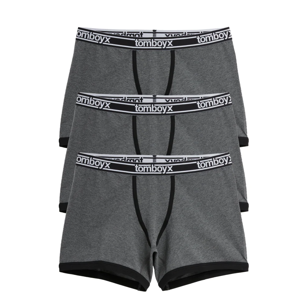 4.5" Trunks 3-Pack - Cotton Charcoal Logo
