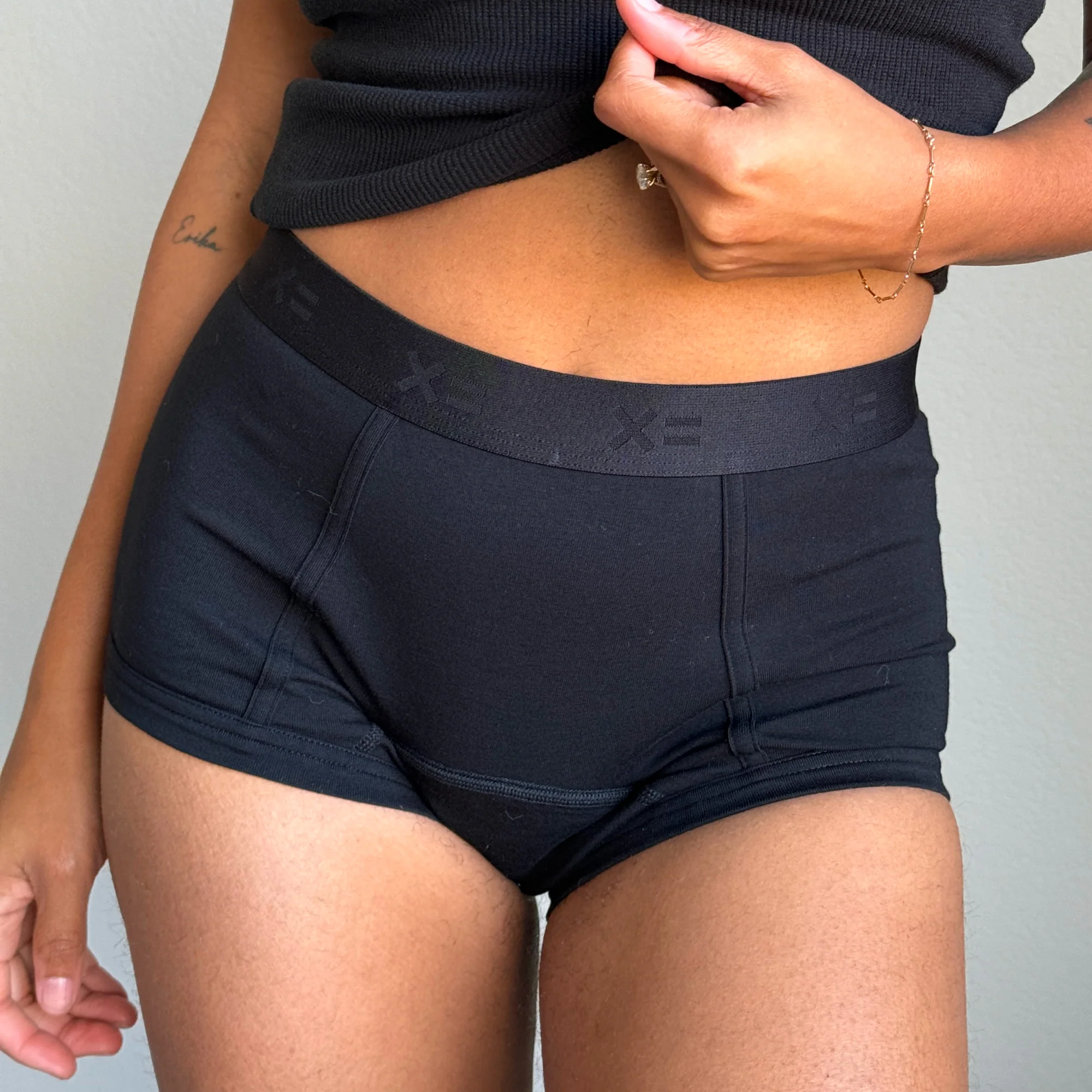 First Line Period Boy Shorts - X= Black