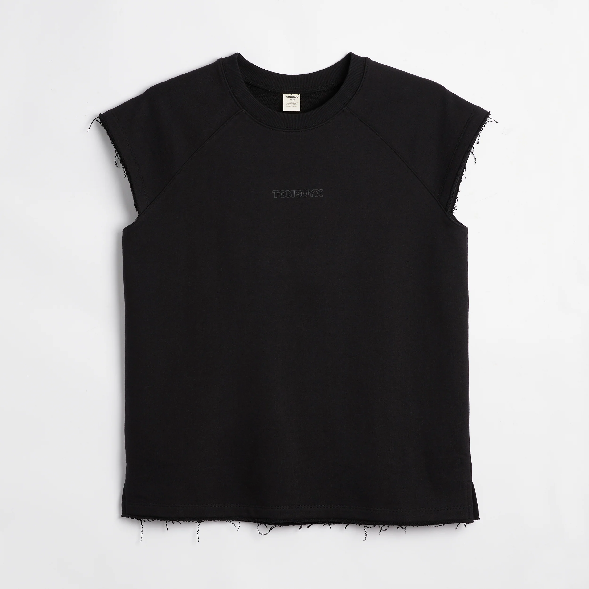 French Terry Cut Off Crew - Black