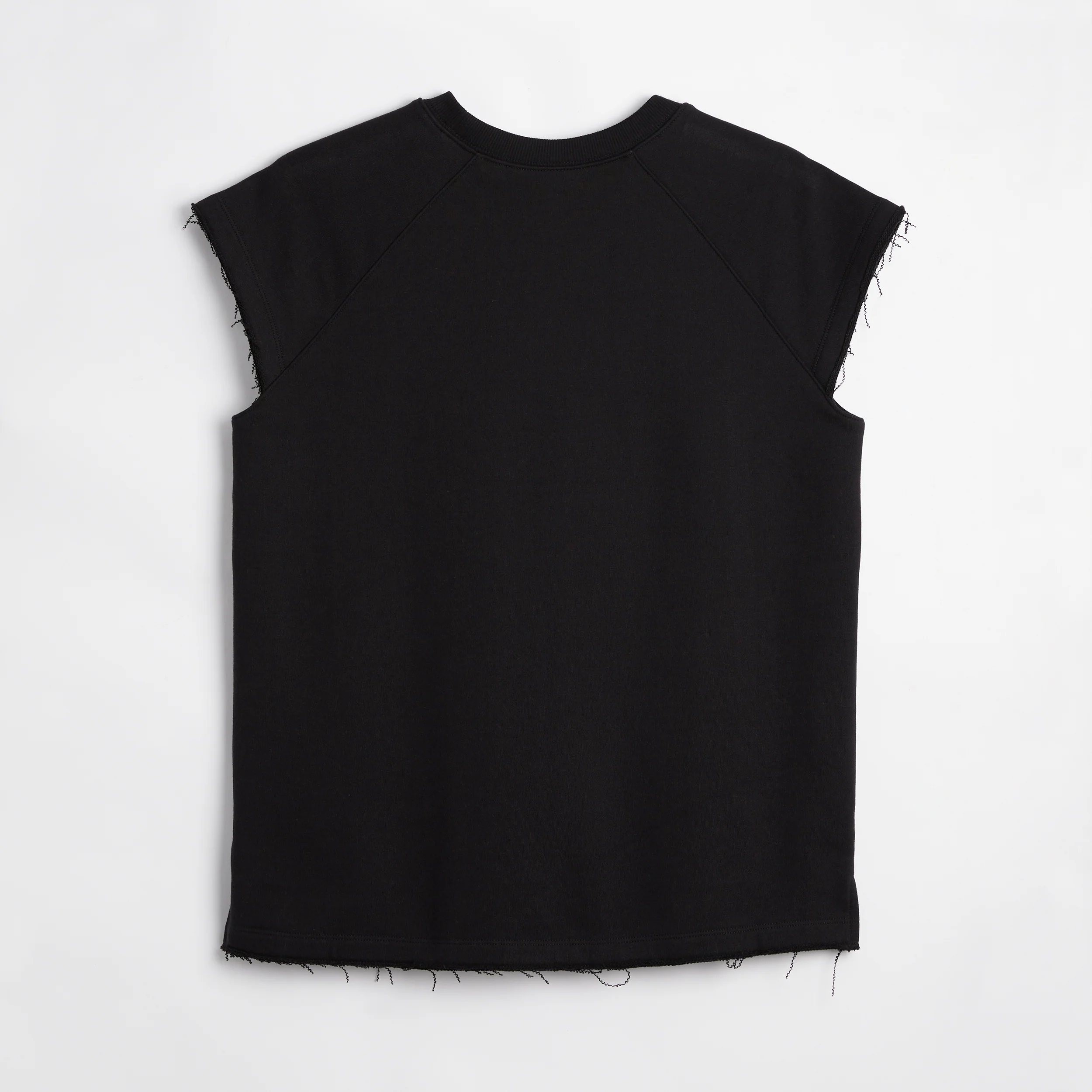 French Terry Cut Off Crew - Black