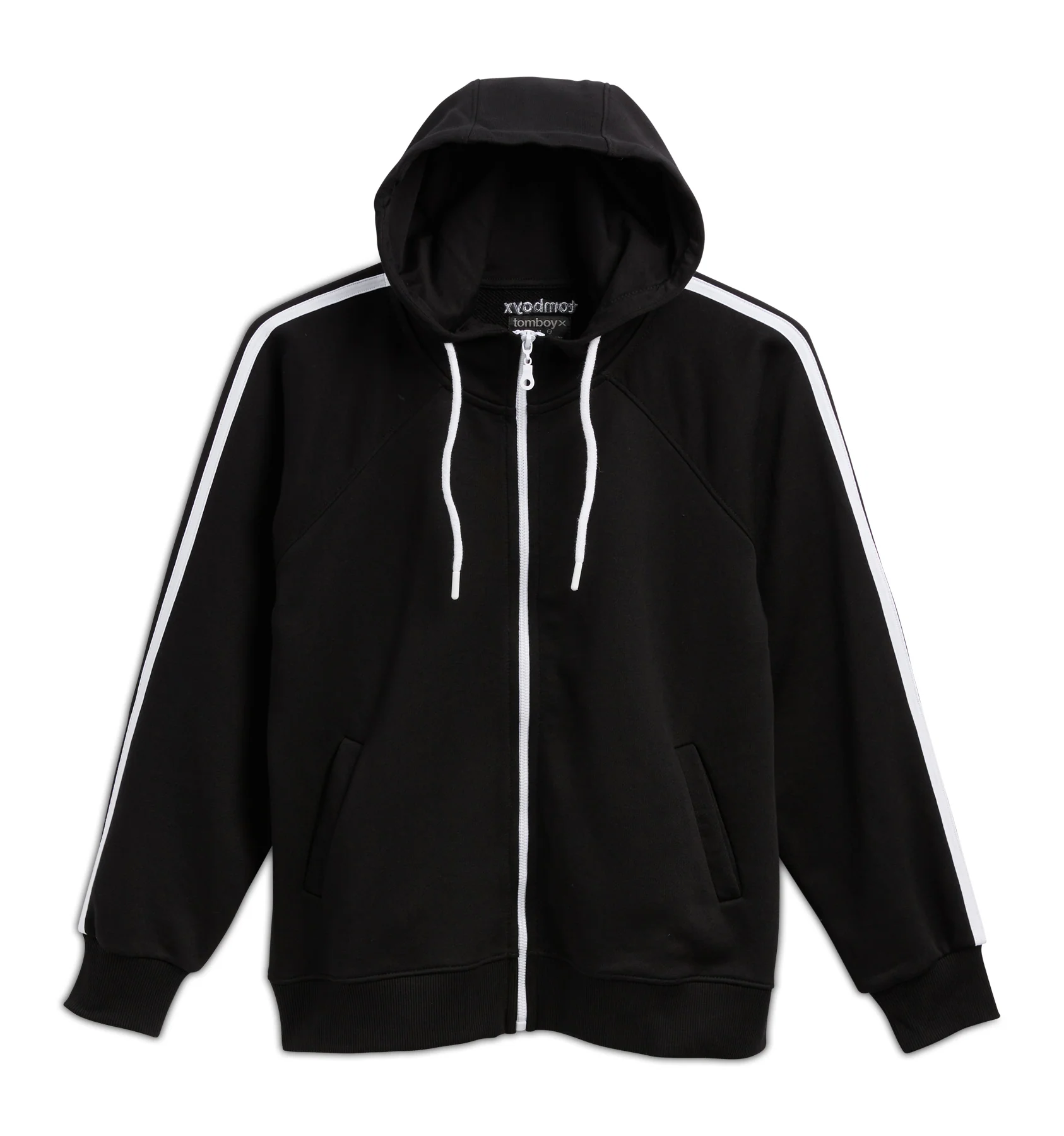 French Terry Track Full Zip Hoodie - Black