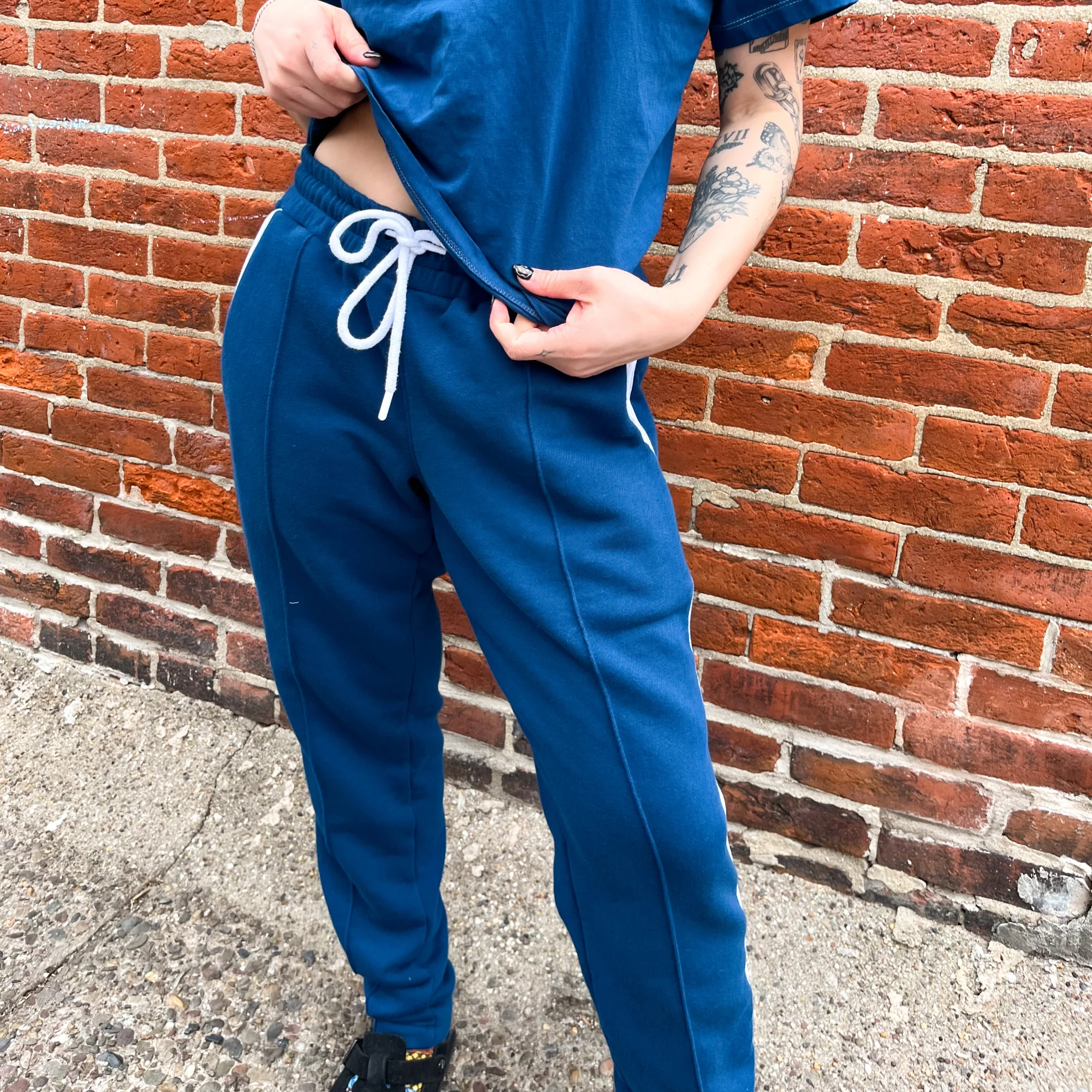 French Terry Track Pant - Retro Blue