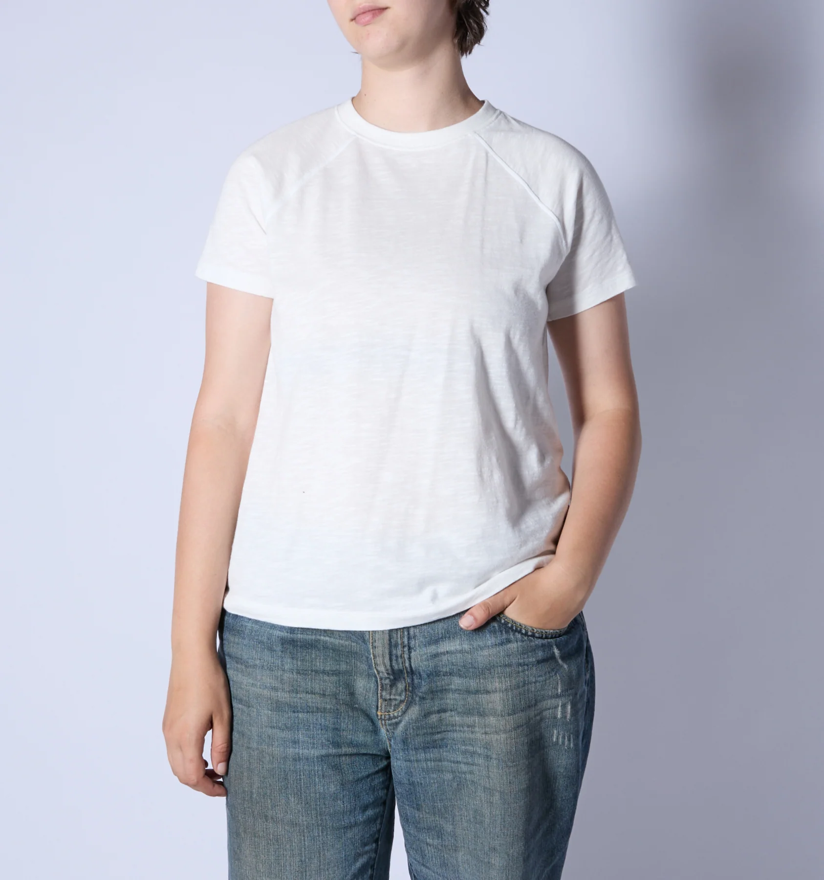 Short Sleeve Jersey Slub Raglan Tee - Natural