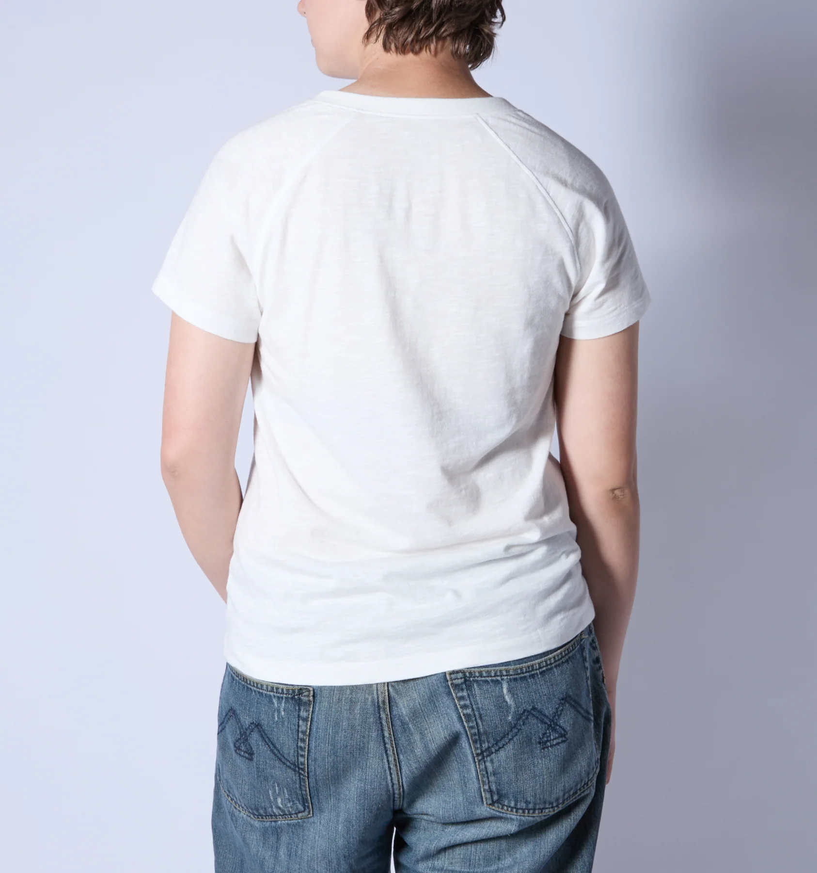 Short Sleeve Jersey Slub V Neck Tee - Natural
