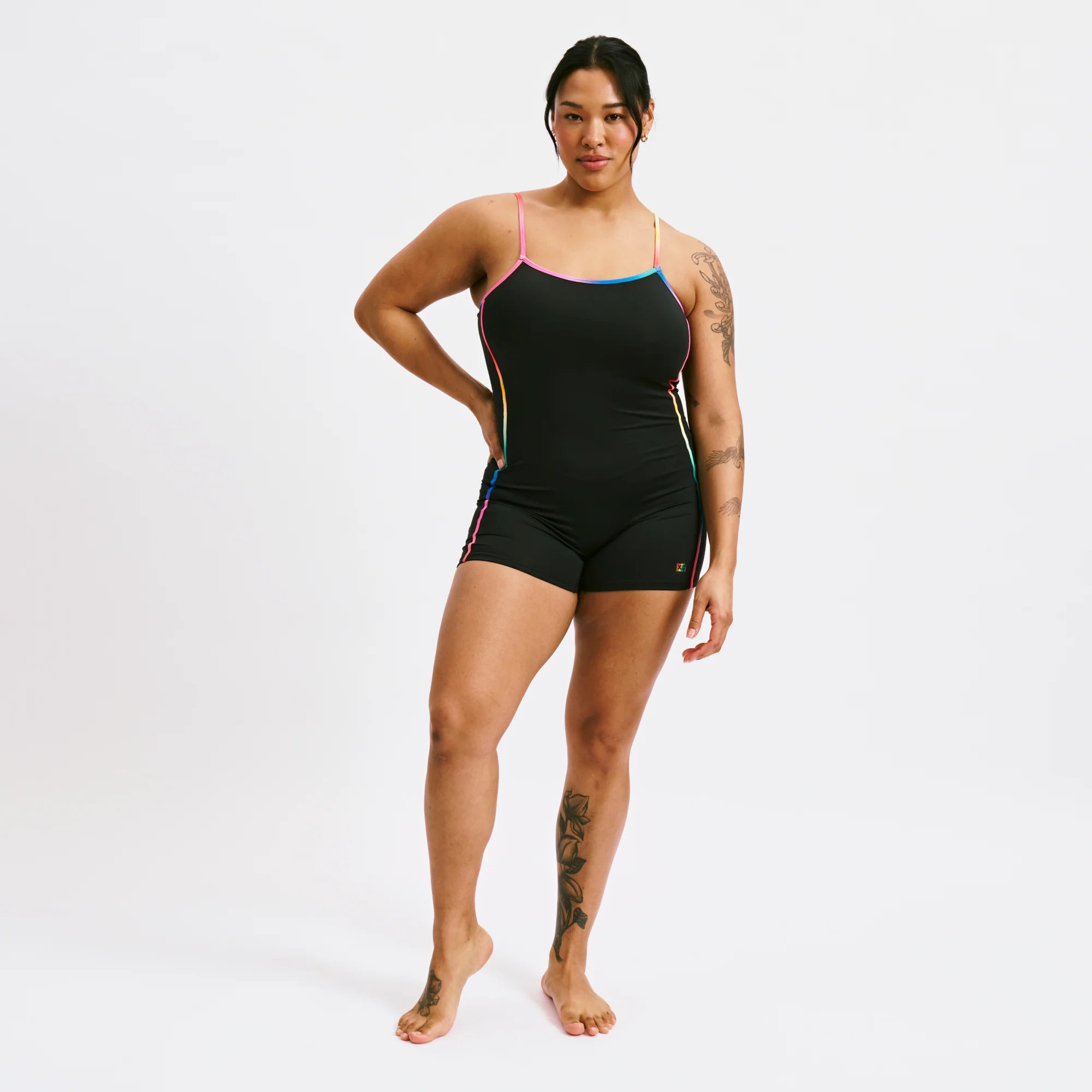Swim 3.5" Skinny Strap Unisuit - Black Rainbow Ombre