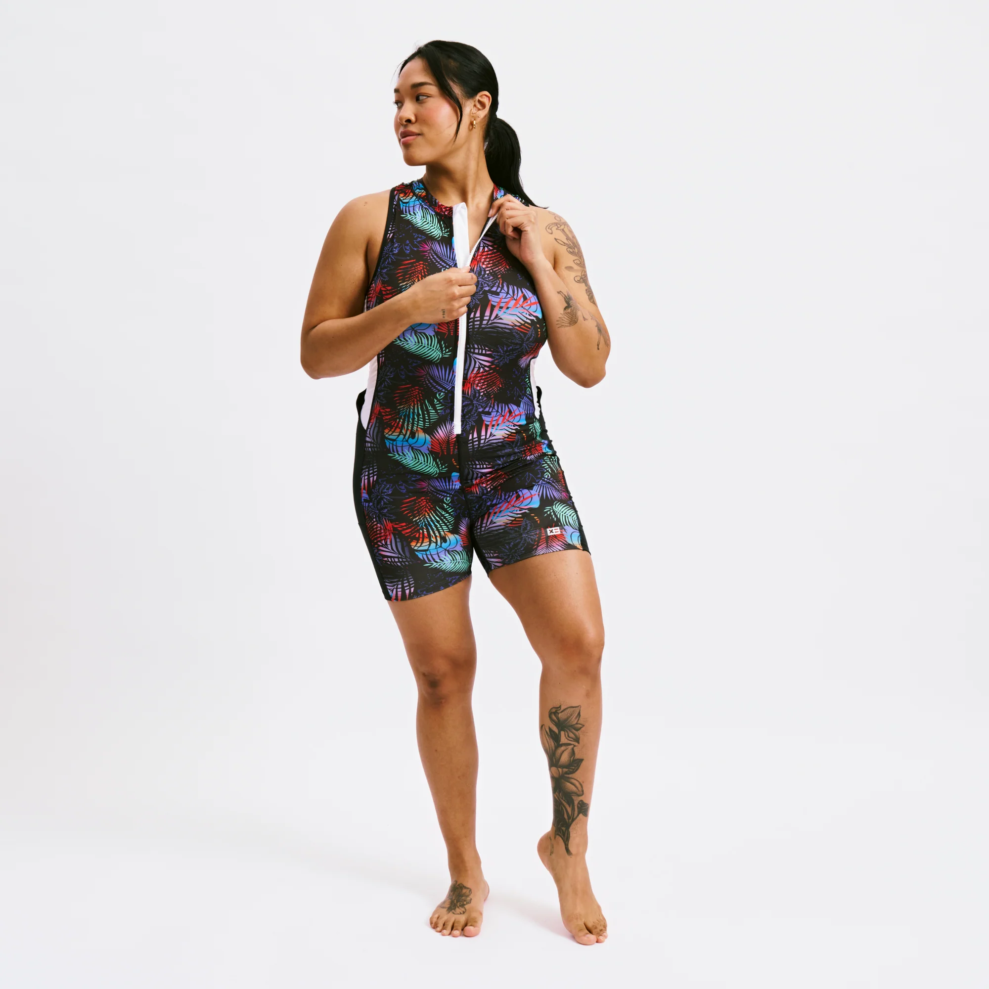 Swim 4.5" Zip Up Unisuit - Palm Dreams