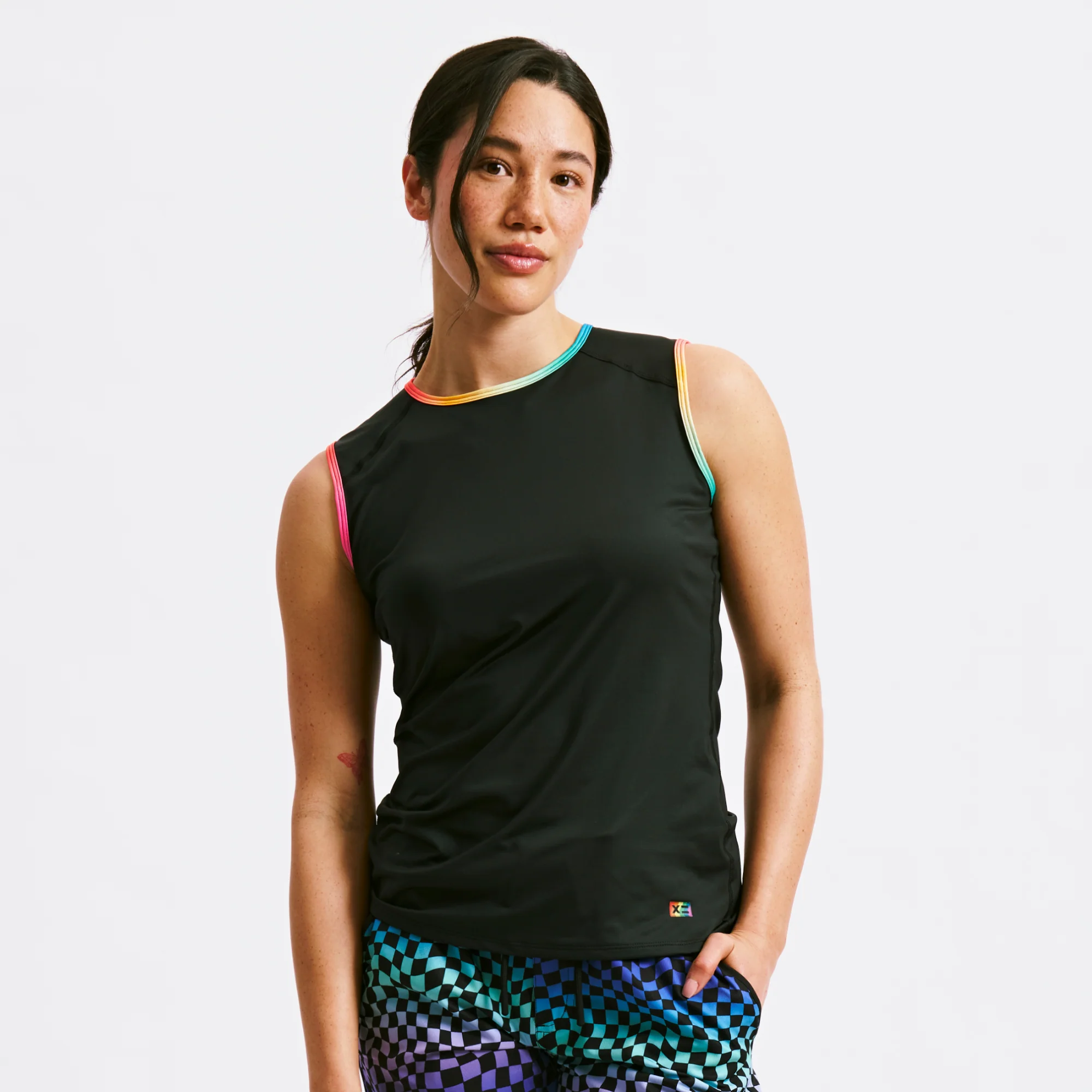 Swim Tank - Black Rainbow Ombre