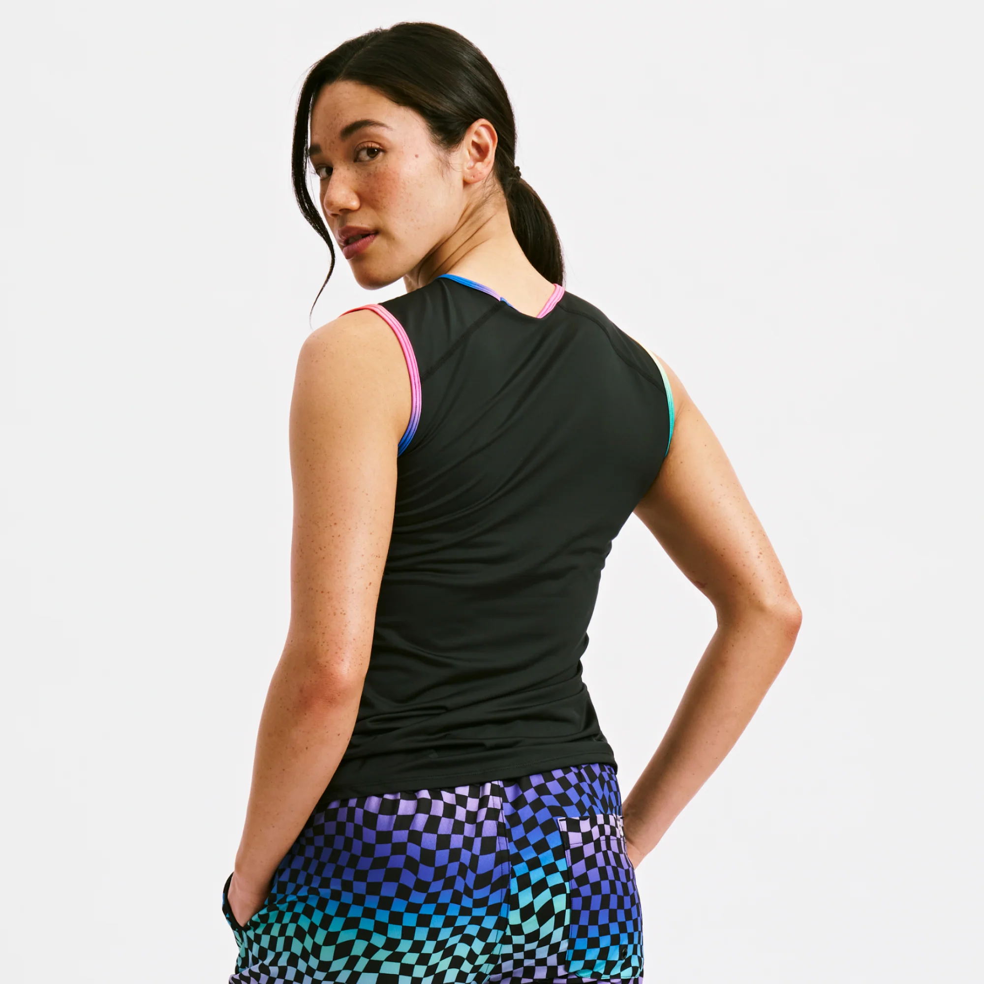 Swim Tank - Black Rainbow Ombre