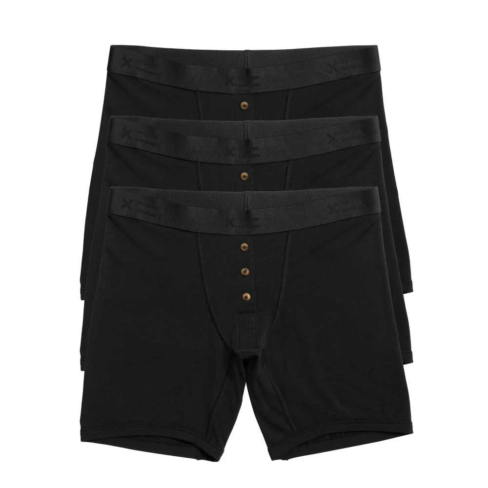 6" Fly Boxer Briefs 3-Pack - TENCELâ¢ Modal Black