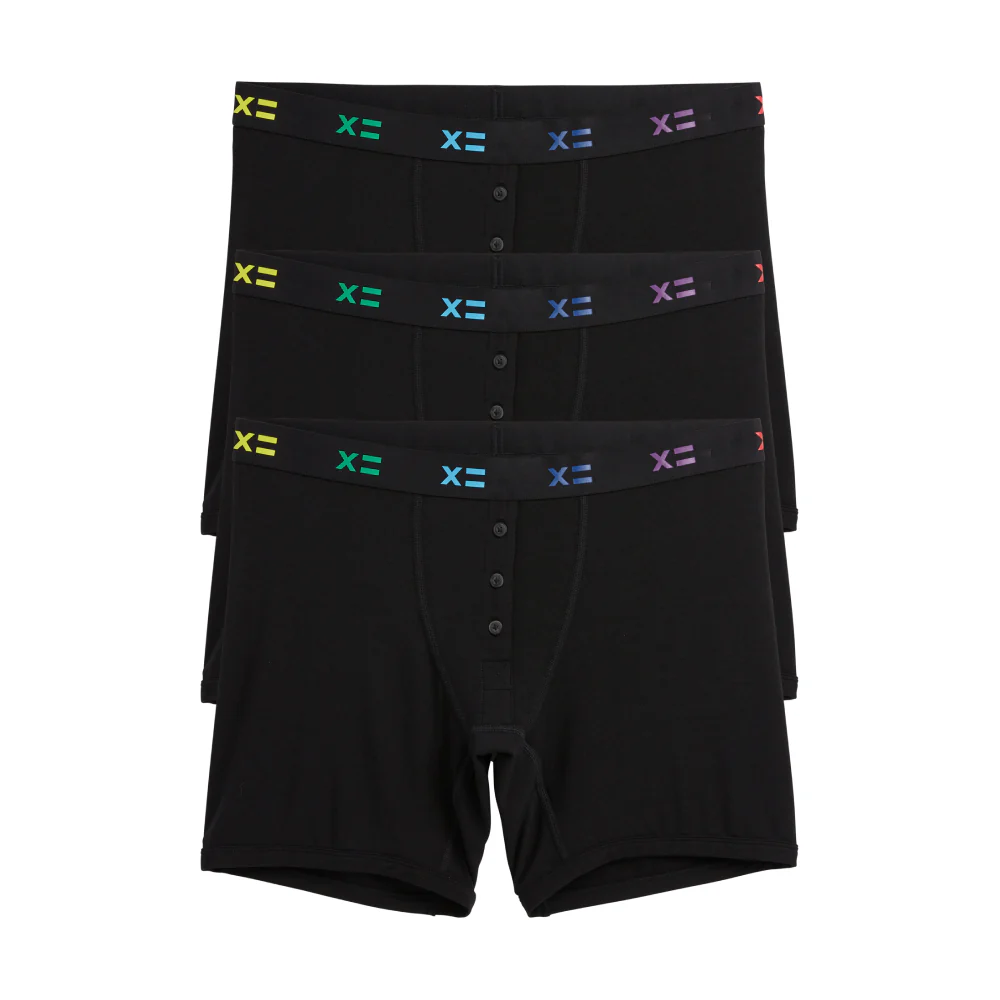 6" Fly Boxer Briefs 3-Pack - TENCELâ¢ Modal Black X= Rainbow